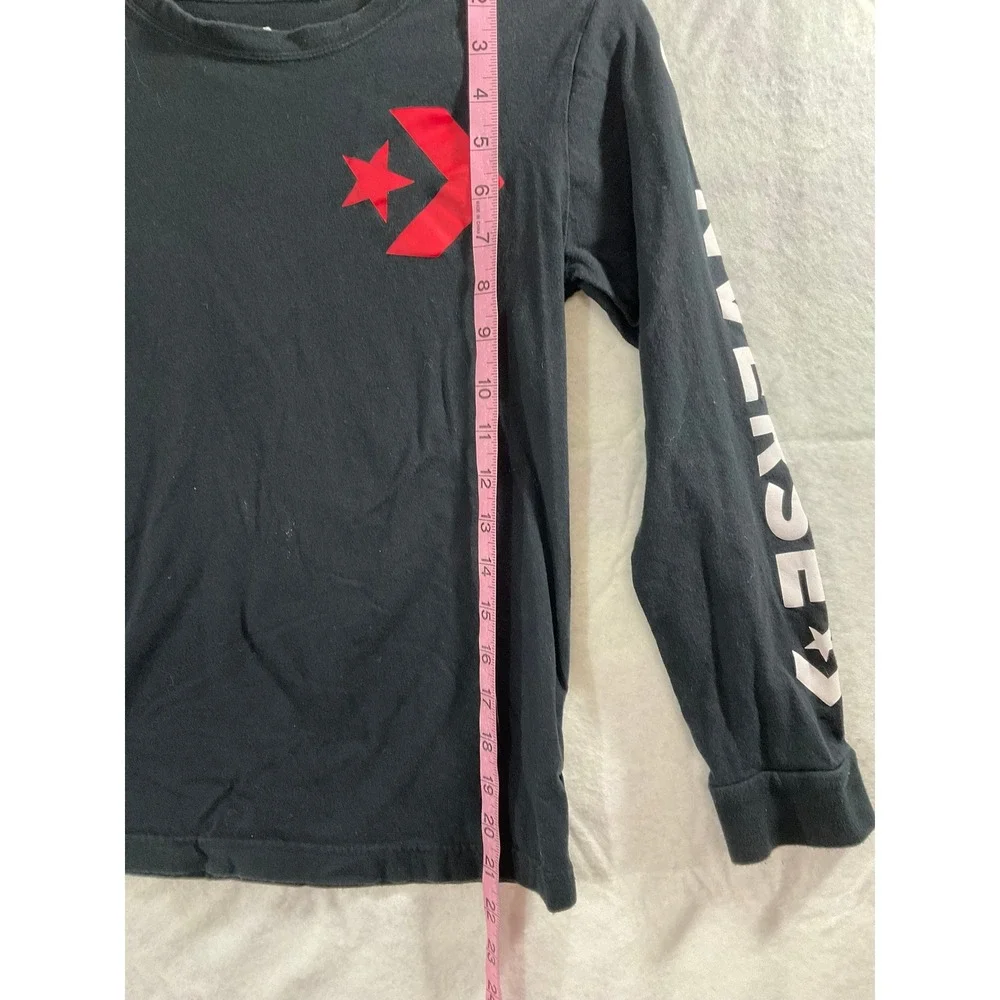 Converse Long Sleeve T-Shirt Boys Youth Medium Black‎ Excellent Graphic Logo